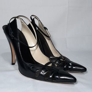 GUCCI Black Leather Strappy Stiletto Heels Size 7